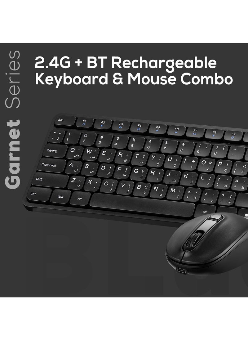 Volkano - Volkano X Garnet Series 2.4Ghz Wireless and Bluetooth Dual Mode Rechargeable Mouse and Keyboard 2-Piece Set, Black - Image 1