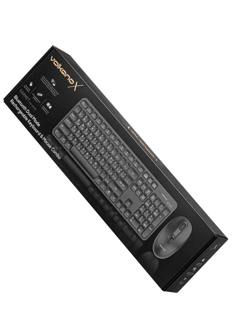 Volkano - Volkano X Garnet Series 2.4Ghz Wireless and Bluetooth Dual Mode Rechargeable Mouse and Keyboard 2-Piece Set, Black - Image 1