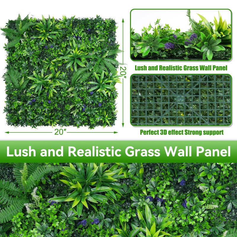 Evernature Artificial Grass Wall Panels, 20"x20" 12pcs Hedge Grass Backdrop, UV-Anti Fake Greenery Plant Boxwood Panels, Green Wall Decor for Outdoor Indoor Patio Garden Backyard - Image 2