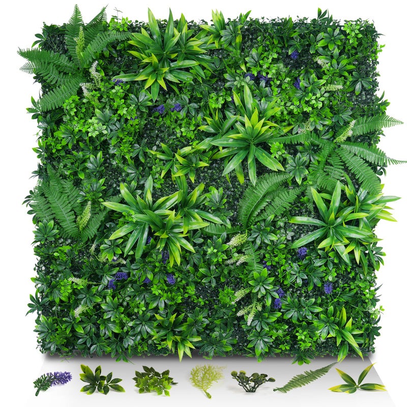 Evernature Artificial Grass Wall Panels, 20"x20" 12pcs Hedge Grass Backdrop, UV-Anti Fake Greenery Plant Boxwood Panels, Green Wall Decor for Outdoor Indoor Patio Garden Backyard - Image 1