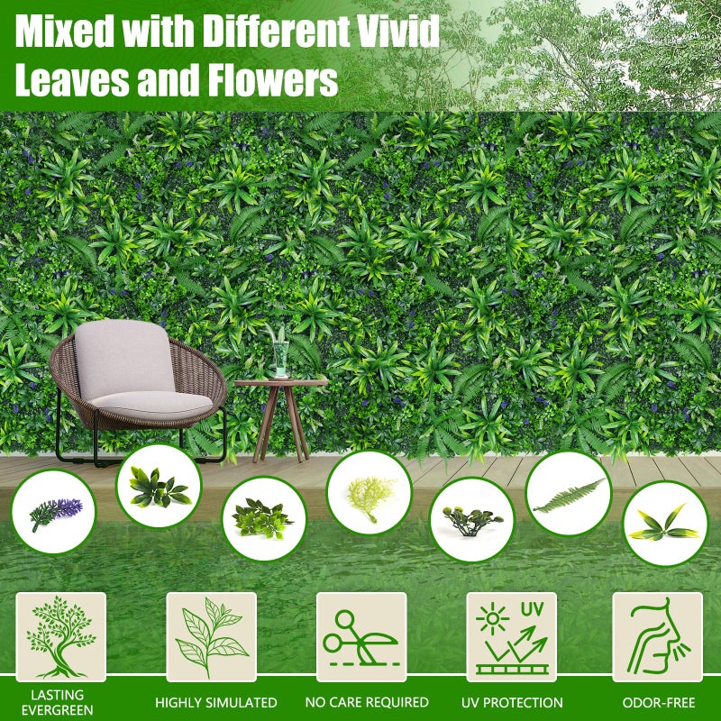 Evernature Artificial Grass Wall Panels, 20"x20" 12pcs Hedge Grass Backdrop, UV-Anti Fake Greenery Plant Boxwood Panels, Green Wall Decor for Outdoor Indoor Patio Garden Backyard - Image 3