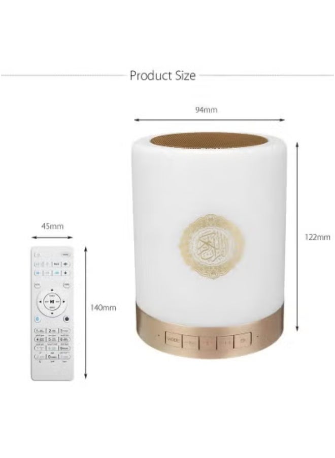 DUSALA Portable Touch Lamp Quran Speaker White – Wireless Islamic LED Lamp with Bluetooth Quran Audio Player – 18 Renowned Reciters – 14 Language Translations – Tafseer – MP3 Playback – APP + Remote Control – Rechargeable Night Light – Word-by-Word Quran Learning Speaker - Image 5
