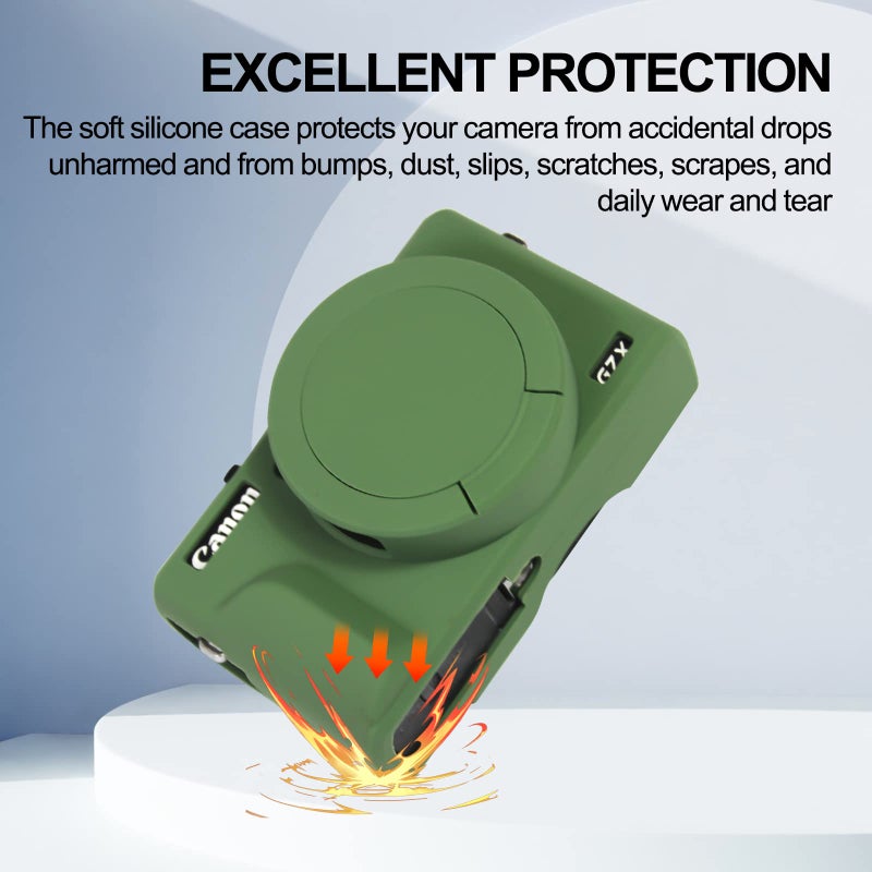 Easy Hood Case for Canon Powershot G7 X Mark III Digital Camera, Soft Silicone Protective Cover with Removable Lens Cover for Canon Powershot G7X Mark III DSLR Camera (Green) - Image 3