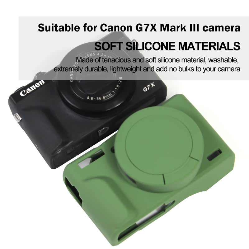Easy Hood Case for Canon Powershot G7 X Mark III Digital Camera, Soft Silicone Protective Cover with Removable Lens Cover for Canon Powershot G7X Mark III DSLR Camera (Green) - Image 2