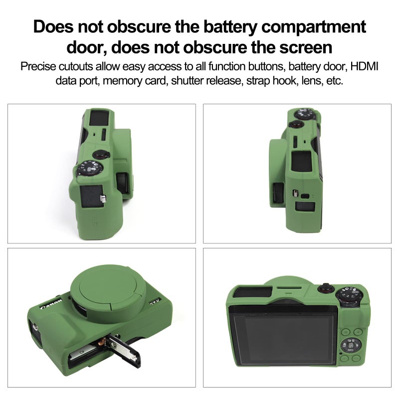 Easy Hood Case for Canon Powershot G7 X Mark III Digital Camera, Soft Silicone Protective Cover with Removable Lens Cover for Canon Powershot G7X Mark III DSLR Camera (Green) - Image 5