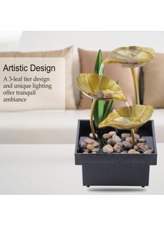 DEVKUVAR DEVKUVAR Metal Tabletop Water FountainHome Decor Ornaments with Waterfall Desktop Leaf FountainsDeep BasinNatural River Rocks Indoor Zen Relaxation for OfficeLiving RoomBedroom Decor for Gift  - Image 4