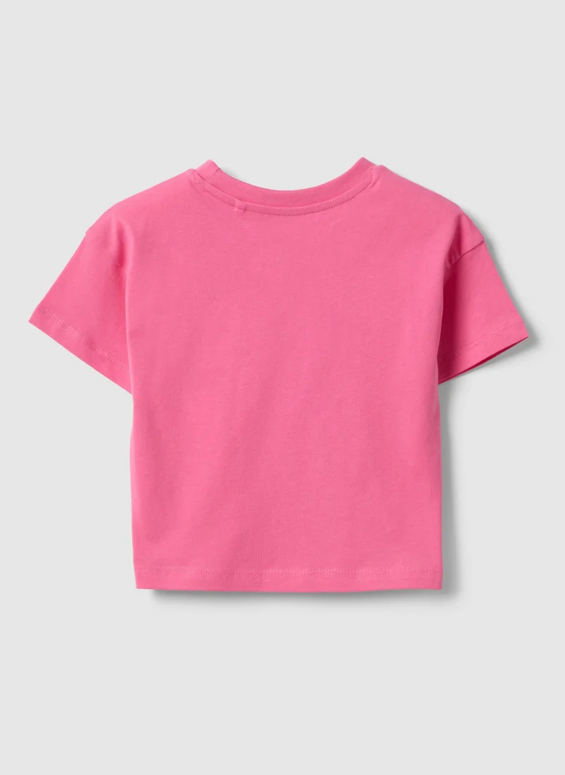 Ovs Ovs Girls' Pink Pure Cotton Boxy Fit T-Shirt With Heart