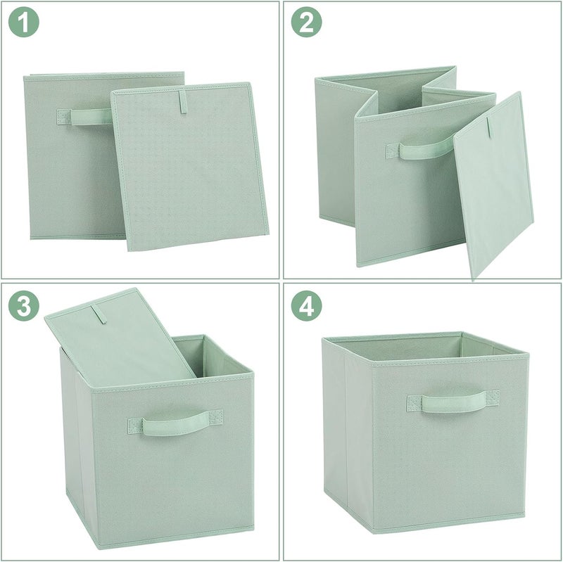 Stero 13x13x13 Inch Fabric Storage Bins 6 Pack Fun Colored Storage Cubes with Handles Foldable Cube Baskets for Home, Kids, Closet and Toys Organizer, Cyan, Green, Yellow - Image 3