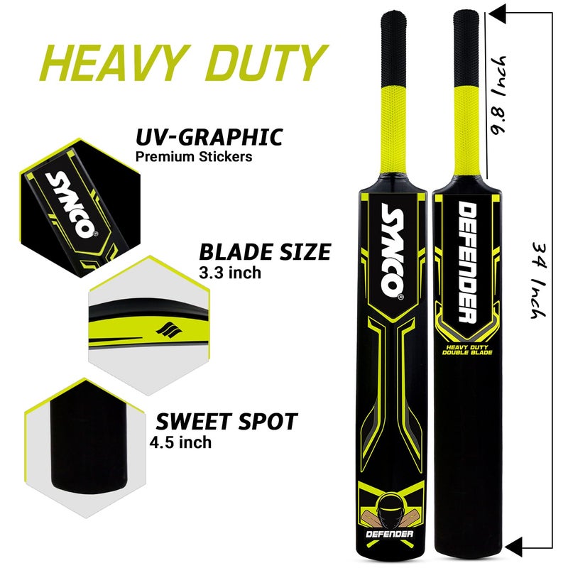 synco Defender Plastic Cricket Bat - Full Size Bat (34 X 4.5 Inch) for All Age Group (Black) - Image 3