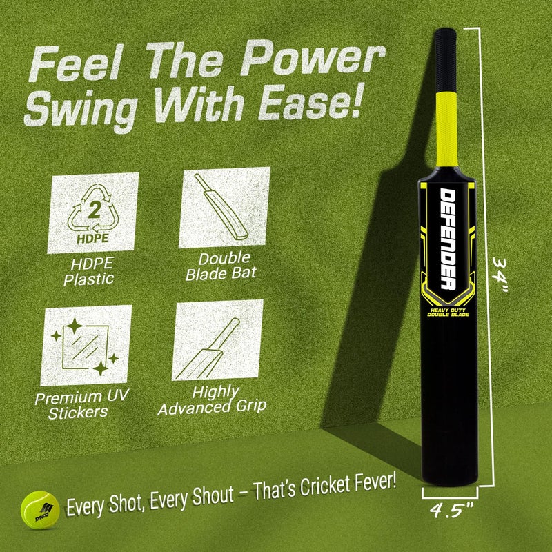 synco Defender Plastic Cricket Bat - Full Size Bat (34 X 4.5 Inch) for All Age Group (Black) - Image 5
