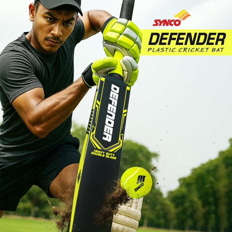 synco Defender Plastic Cricket Bat - Full Size Bat (34 X 4.5 Inch) for All Age Group (Black) - Image 2