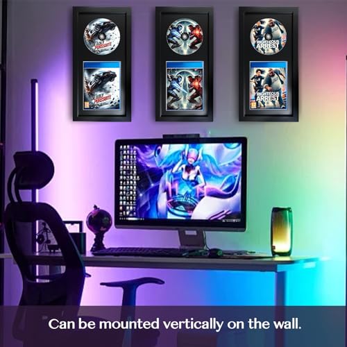 Allenkwok Video Game Display Frame Compatible with Standard PS5/PS4/PS3 Game Case and Disc, Solid Wood Shadow Box with EVA Foam Lining and Black Flocked Fabric, Wall or Tabletop Gaming Room Decor - Image 5