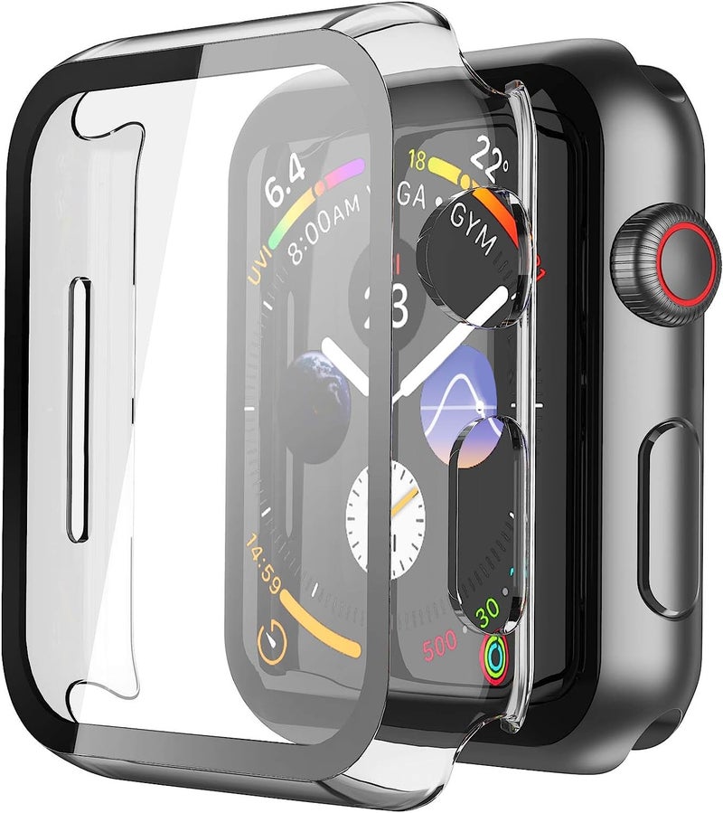 Misxi 2 Pack Hard PC Case with Tempered Glass Screen Protector Compatible with Apple Watch SE 3 (2025) SE 2 SE Series 6 Series 5 Series 4 40mm, Clear - Image 1