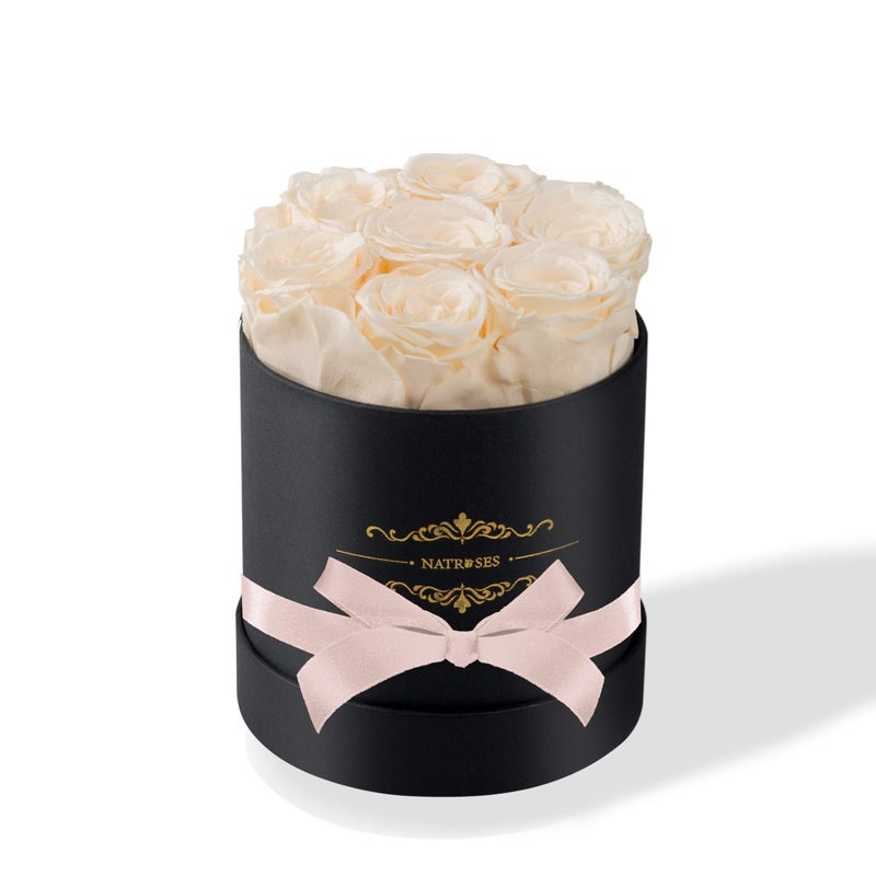 NATROSES 7 Piece Preserved Roses in a Box Preserved Flowers for Birthday Flower Gifts for Mothers Day Buttermilk
