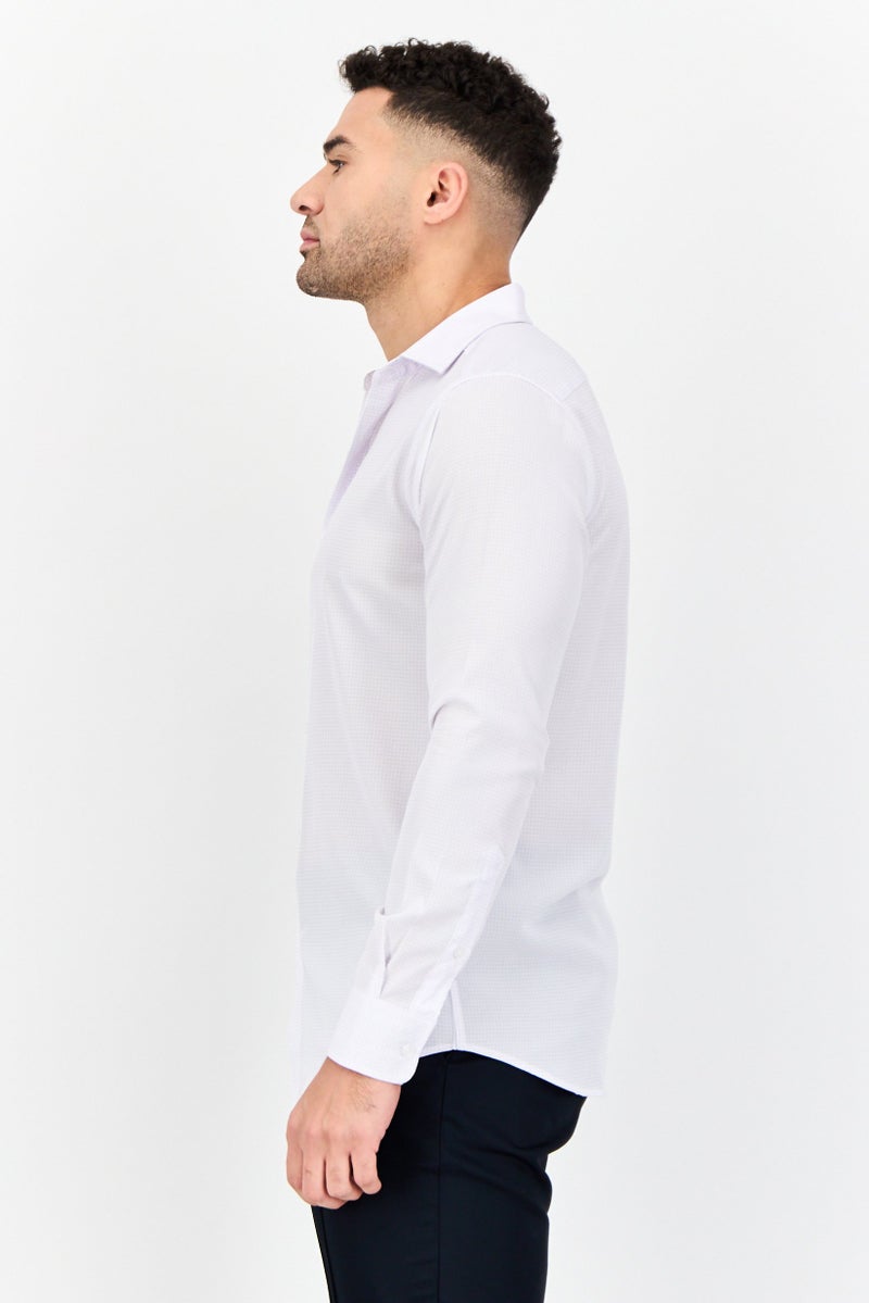 Scotch & Soda قميص رسمي بأكمام طويلة للرجال بتصميم عصري ومربعات صغيرة، لافندر - Image 2