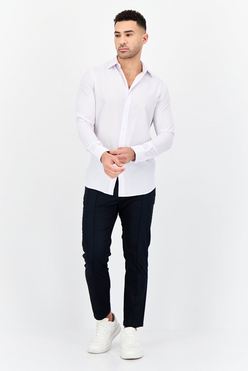 Scotch & Soda قميص رسمي بأكمام طويلة للرجال بتصميم عصري ومربعات صغيرة، لافندر - Image 4