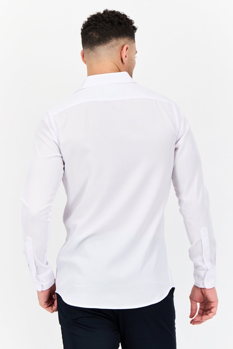 Scotch & Soda قميص رسمي بأكمام طويلة للرجال بتصميم عصري ومربعات صغيرة، لافندر - Image 3