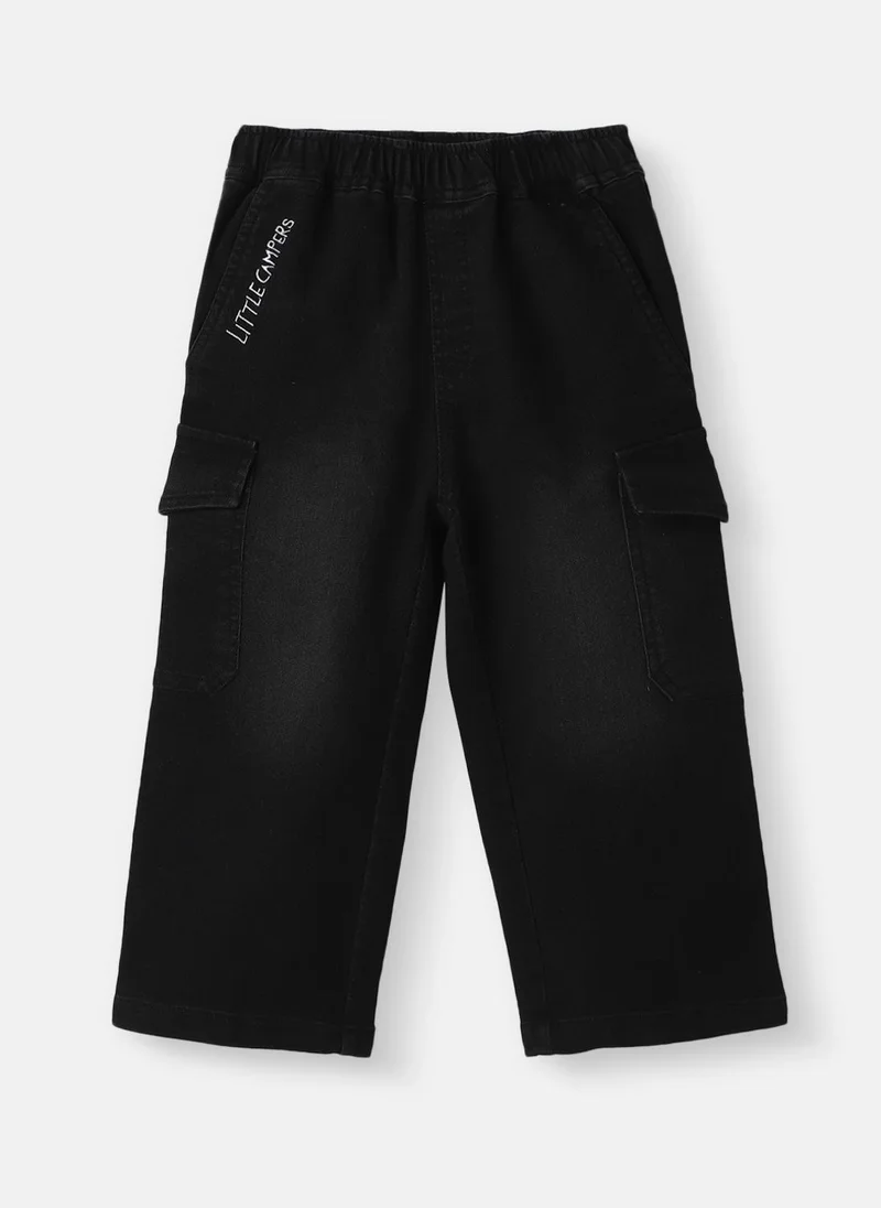 Nautinati Nautinati Boys' Cotton Denim Faded Cargo Jeans