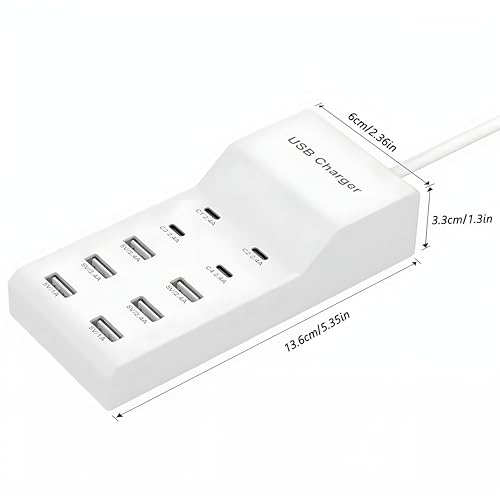 COOLCOLD Charging Station | Type c + USB Charger Hub | Portable 10 Port (4-Ports USB-C and 6 Port of USB-A) Dock for Multiple Devices Phones Tablet Smartwatch Headphones Speakers (White) - Image 4