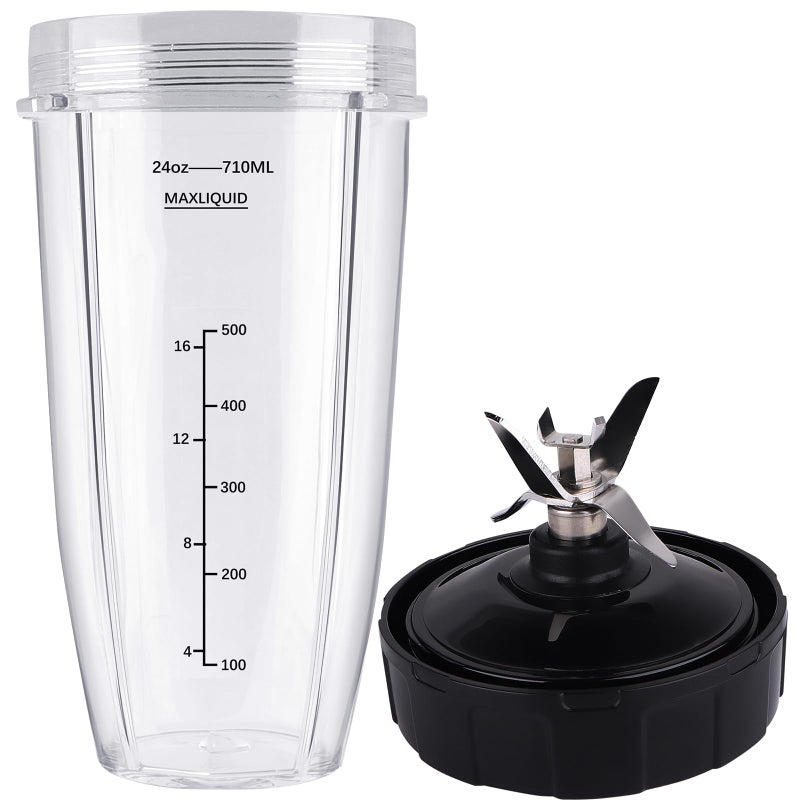 PODCAY Blender Replacement Parts for Ninja, 24oz Cup with Extractor Blade, for Nutri Ninja Auto iQ BN801 BL480 BL640 BL642 NN100 BL2012 (2 Pack) - Image 1