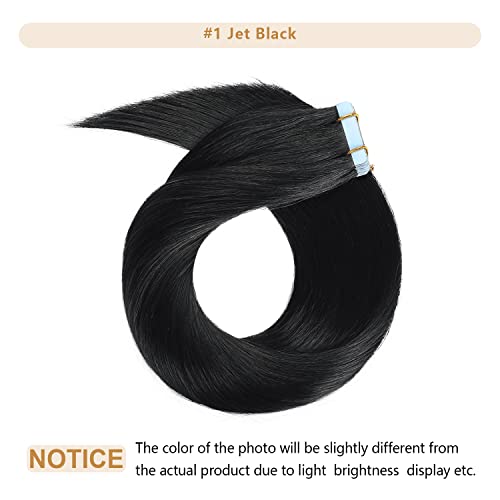 Yilite Tape in Hair Extensions - Human Hair, Silky Straight Remy, 20pcs 50g Jet Black, 18 inches - Image 2