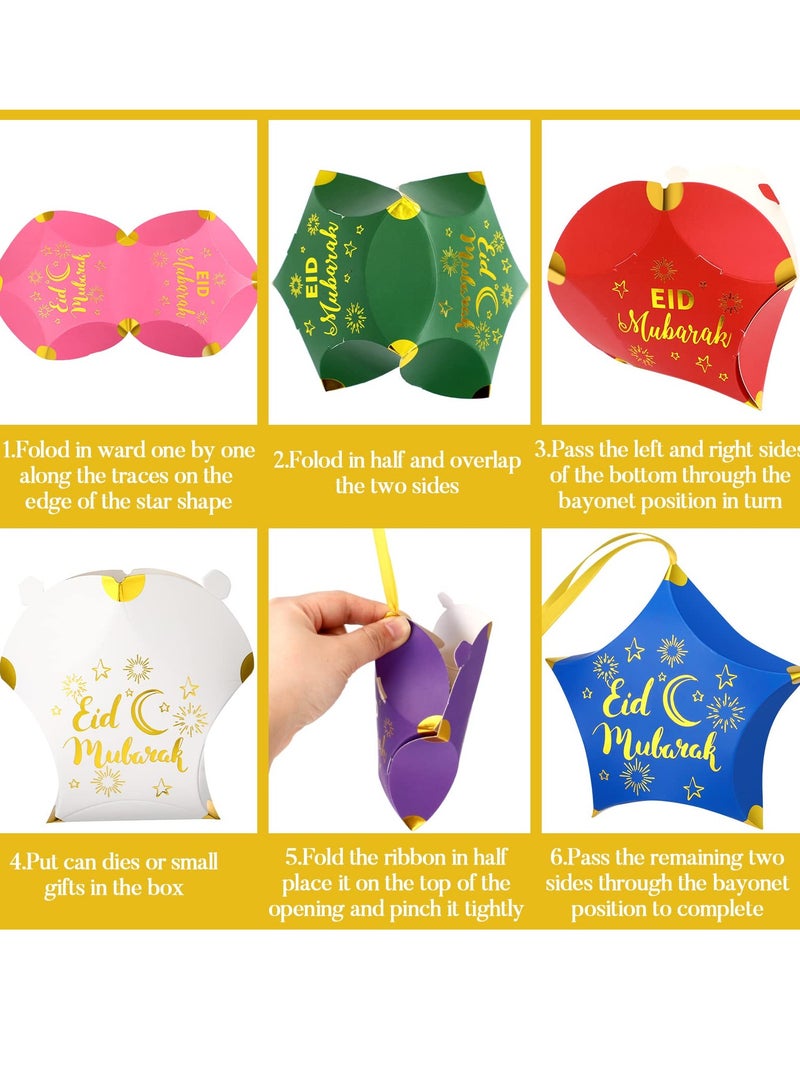 Candy Box, 30 PCS Eid Mubarak Candy Star Shaped Ramadan Box, Muslim Ramadan Gift Bags, Eid Mubarak Party Favors Decorations Box, Treat Boxes Party Favor for Eid Party Supplies - Image 2