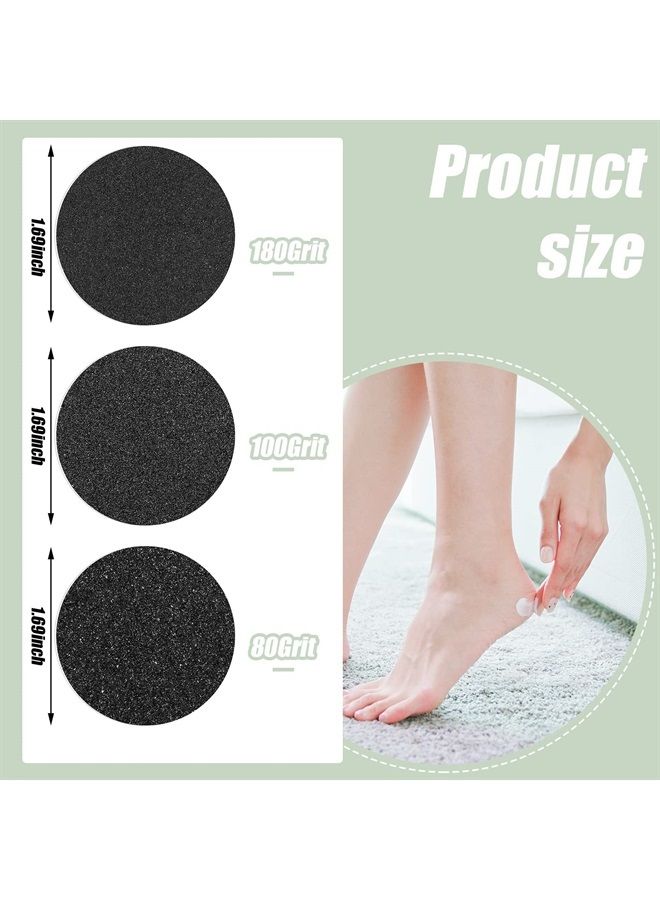 Maitys 120 Pcs Replaceable Sandpaper Discs Tip 2 Toe Refill Disks Replacement Sandpaper Pad Discs Foot File Disc Callus Disks for Electric Foot File Dead Hard Skin Callus Remover (80 Grit 100 Grit 180 Grit) - Image 2