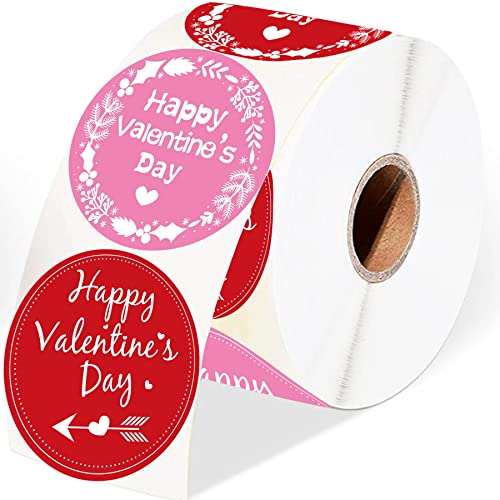 Well Tile 2 Inch Red Happy Valentines Day Heart Sticker Labels Love Decorative Stickers for Scrapbooking or Embellishment 500 PcsRoll - Image 1