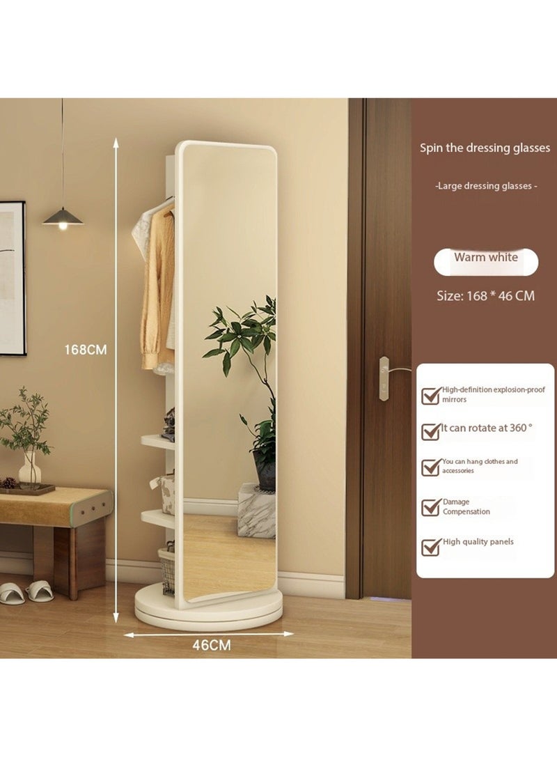 MONOGUE Full length Mirror Swivel Solid Wood Frame Bedroom Floor Mirror Rotating Solid Wood Dressing Mirror Cabinet with Storage - Image 2