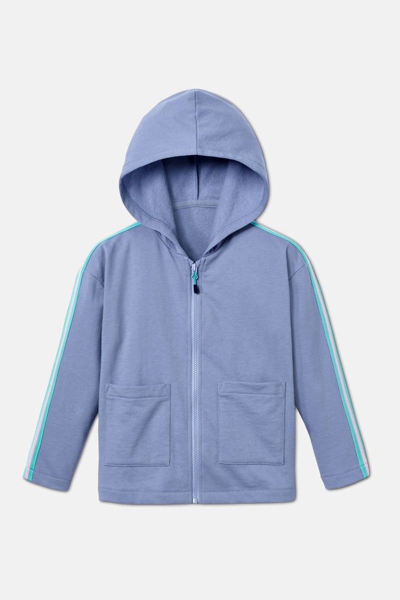 Tchibo Kids Girl Hooded Long Sleeve Plain Sweatshirt, Sky Blue - Image 3