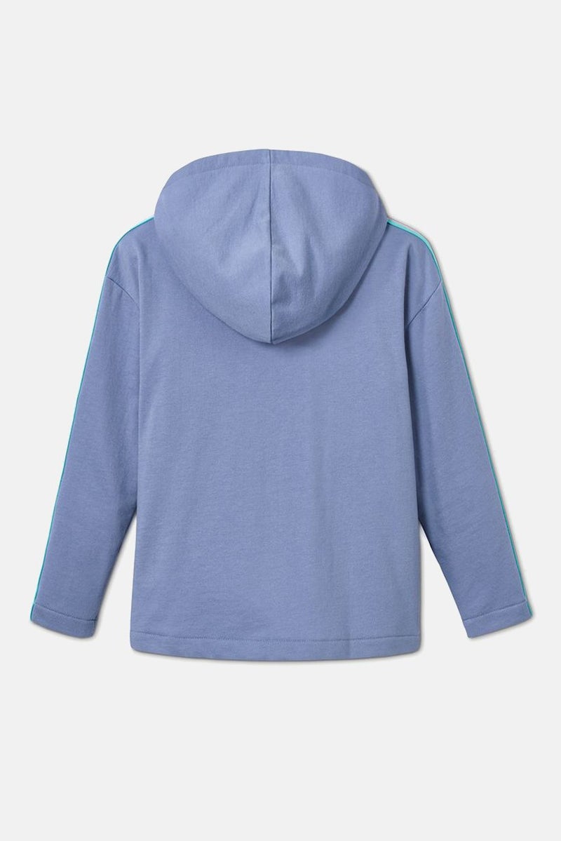 Tchibo Kids Girl Hooded Long Sleeve Plain Sweatshirt, Sky Blue - Image 2