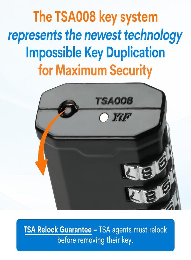 فورج أقفال سفر فورج رباعية الأرقام معتمدة من إدارة أمن النقل (TSA) - قفل مركب متين للسفر، والصالات الرياضية، وحقيبة بيليكان. أسود، عبوة من قطعتين. - Image 3