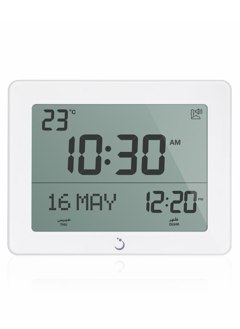 Al Fajr - AlFajr Azan Alarm Clock CF-19 White - Automatic Azan Five Times in 5 Different Voices - Simplified Manual for USA Cities (White) - Image 1
