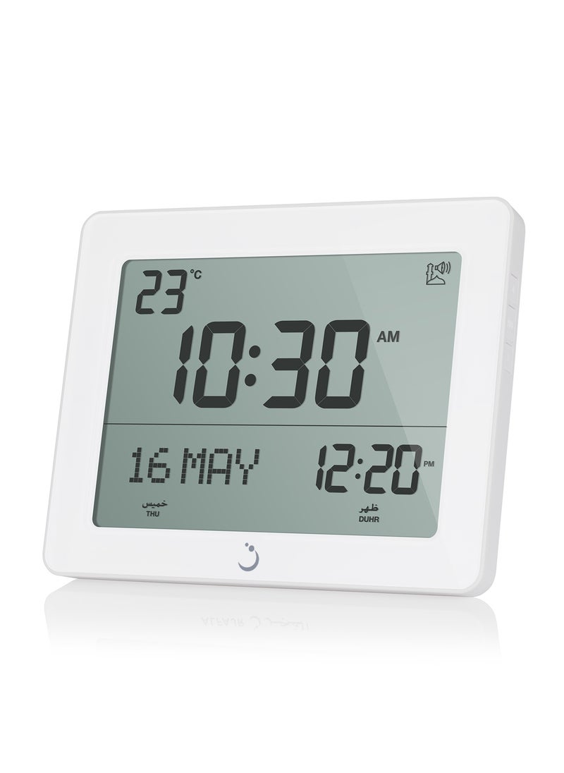 Al Fajr - AlFajr Azan Alarm Clock CF-19 White - Automatic Azan Five Times in 5 Different Voices - Simplified Manual for USA Cities (White) - Image 1