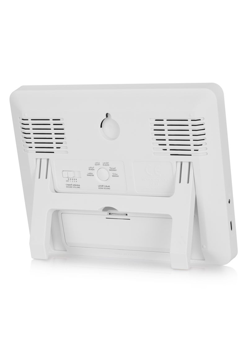 Al Fajr - AlFajr Azan Alarm Clock CF-19 White - Automatic Azan Five Times in 5 Different Voices - Simplified Manual for USA Cities (White) - Image 1