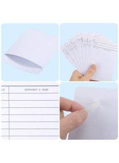 Nezyo 100 Pcs Library Card Pockets And Books Library Cards Kits Self Adhesive Include Book Checkout Cards And Library Pocket Envelope Sleeves For Cds Dvds Library Office And Gift Tag  - Image 3