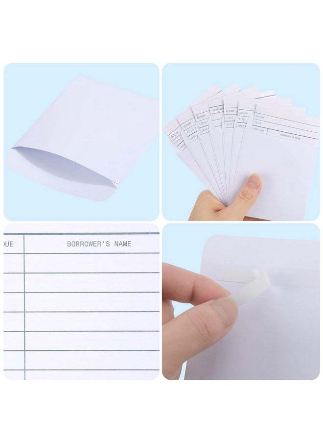 Nezyo - 100 Pcs Library Card Pockets And Books Library Cards Kits Self Adhesive Include Book Checkout Cards And Library Pocket Envelope Sleeves For Cds Dvds Library Office And Gift Tag - Image 1