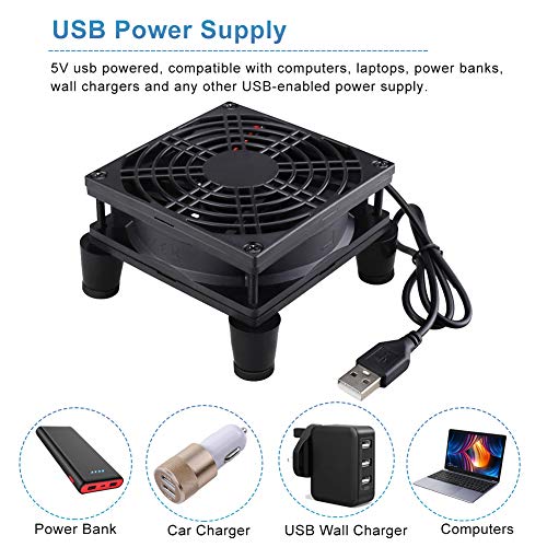 GDSTIME Quiet 90mm Router Fan Cooler with 3 Speed Control, Small DC 5V USB Computer Brushless Cooling Fan 92mm x 25mm for Modem Receiver DVR PlayStation Xbox - Image 3