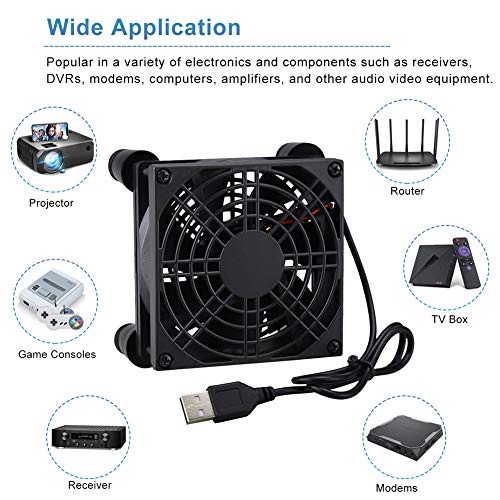 GDSTIME Quiet 90mm Router Fan Cooler with 3 Speed Control, Small DC 5V USB Computer Brushless Cooling Fan 92mm x 25mm for Modem Receiver DVR PlayStation Xbox - Image 2