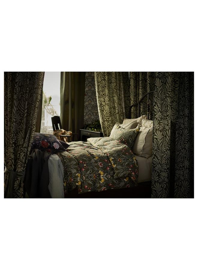 إيروريكس غطاء لحاف وغطاء وسادة، أخضر داكن/متعدد الألوان، 150×200/50×80 سم - Image 5