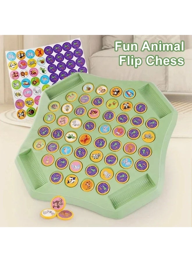 F.A.M.S Fun Animal Flip Chess Memory Matching Board Game for Kids | Educational Parent-Child Interactive Toy | Colorful Animal Pattern Learning Game | Multiplayer Flip & Match Puzzle | Safe Durable Plastic Board - Image 1