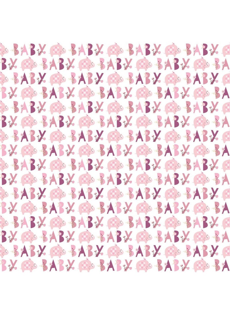 Unique Baby Shower Elephant Gift Wrap Pink Paper 76.2m Roll - Image 3