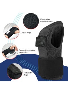 FEATOL 2 Pack Carpal Tunnel Wrist Brace For Work With Wrist Splint, Adjustable Wrist Guard Daytime Support For Women Men, Pain Relief For Pregnancy, Typing, Arthritis, Tendonitis, Right Hand Left Hand  - Image 2