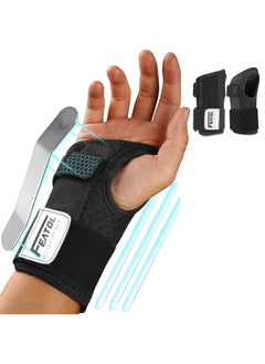 FEATOL 2 Pack Carpal Tunnel Wrist Brace For Work With Wrist Splint, Adjustable Wrist Guard Daytime Support For Women Men, Pain Relief For Pregnancy, Typing, Arthritis, Tendonitis, Right Hand Left Hand  - Image 1