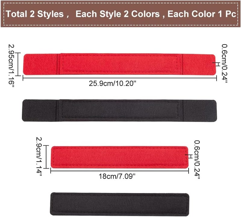 klarako 4pcs Base Shaper for WOC Handbag, 2 Colors Felt Bag Base Shaper with Wings 10.2/7.1 Inch Rectangle Clutch Bag Bottom Pads Wallet Liner Board Shaper, Black and Red - Image 2