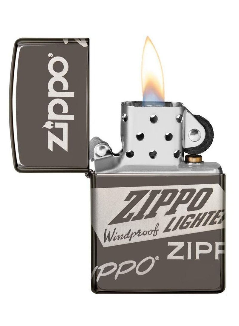Zippo ولاعة مقاومة للرياح سوداء مع تصميم شعار - Image 2