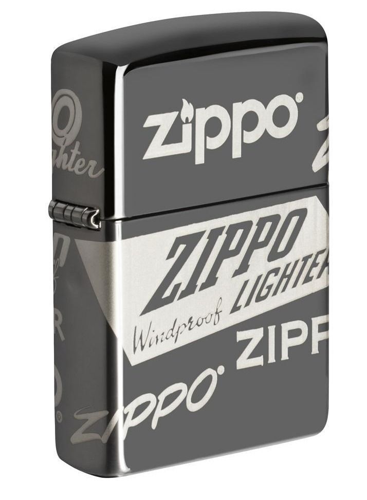 Zippo ولاعة مقاومة للرياح سوداء مع تصميم شعار - Image 1