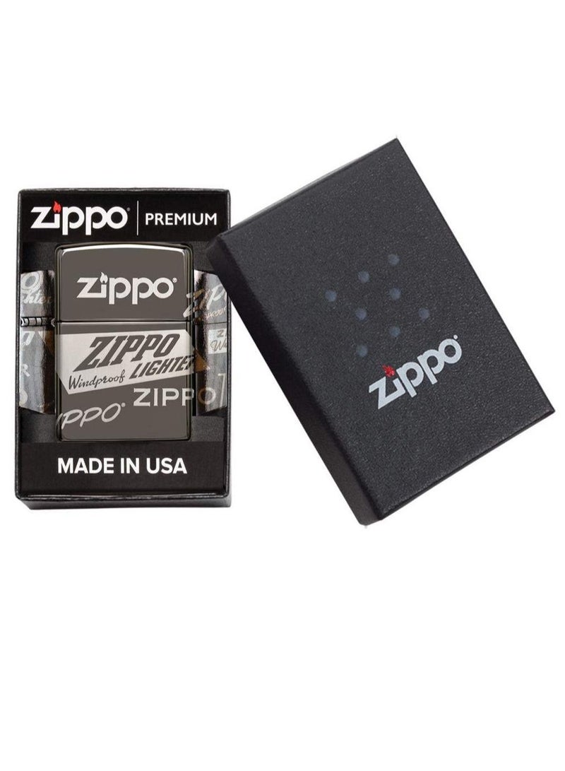 Zippo ولاعة مقاومة للرياح سوداء مع تصميم شعار - Image 3