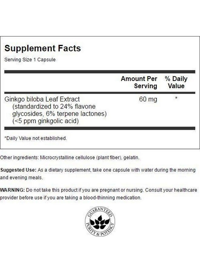 SWANSON Ginkgo Biloba Extract 24% 60 Milligrams 240 Capsules - Image 3