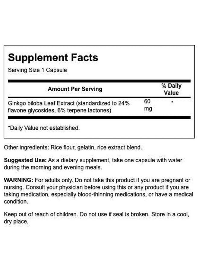 SWANSON Ginkgo Biloba Extract 24% 60 Milligrams 240 Capsules - Image 4